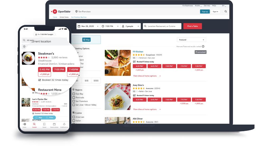 About OpenTable Platform for Restaurants Tablet and Smartphone Device Display
